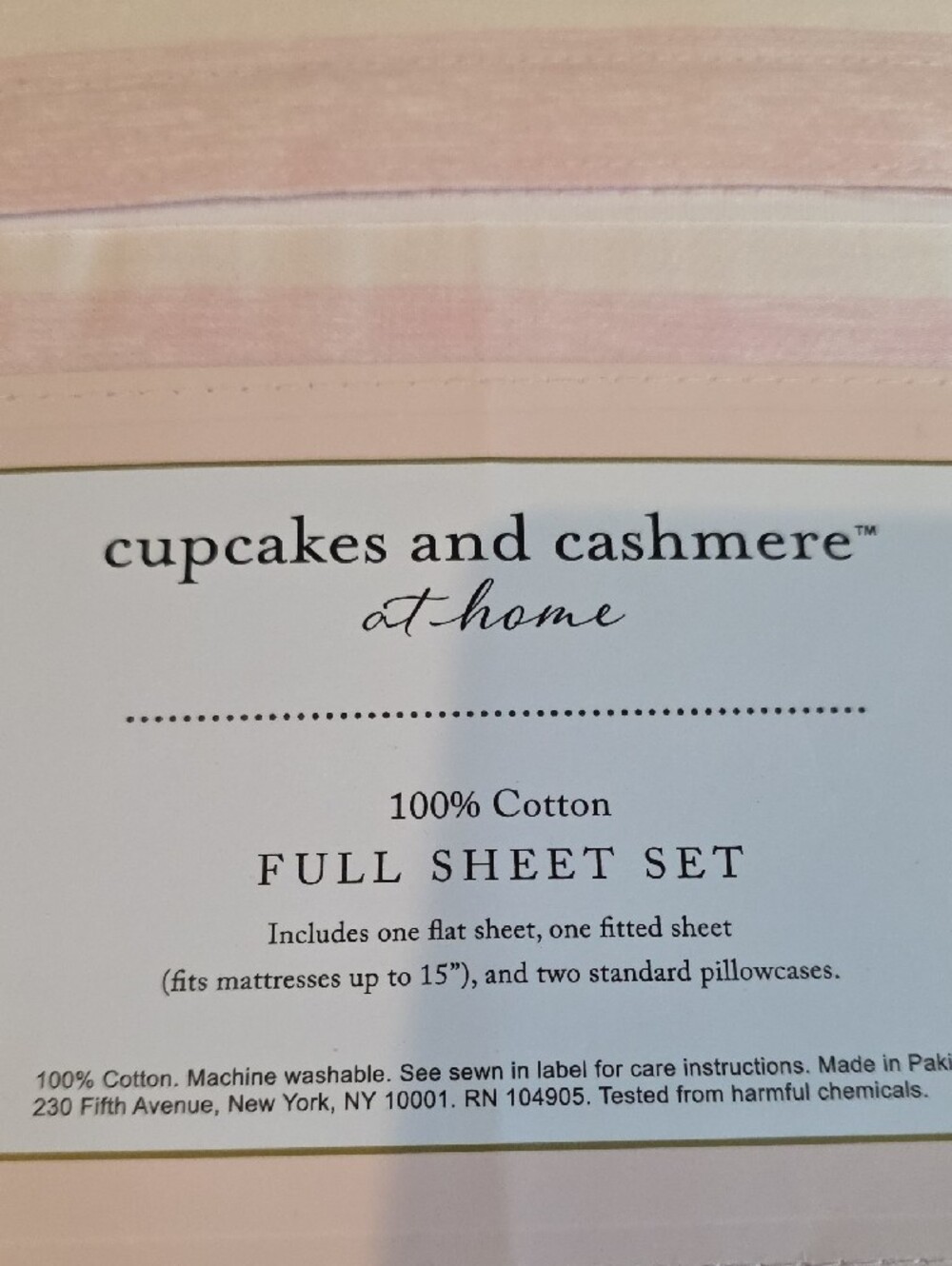 cupcakes & cashmere Pink and White Striped Full Sheet Set - Picture 2 of 5